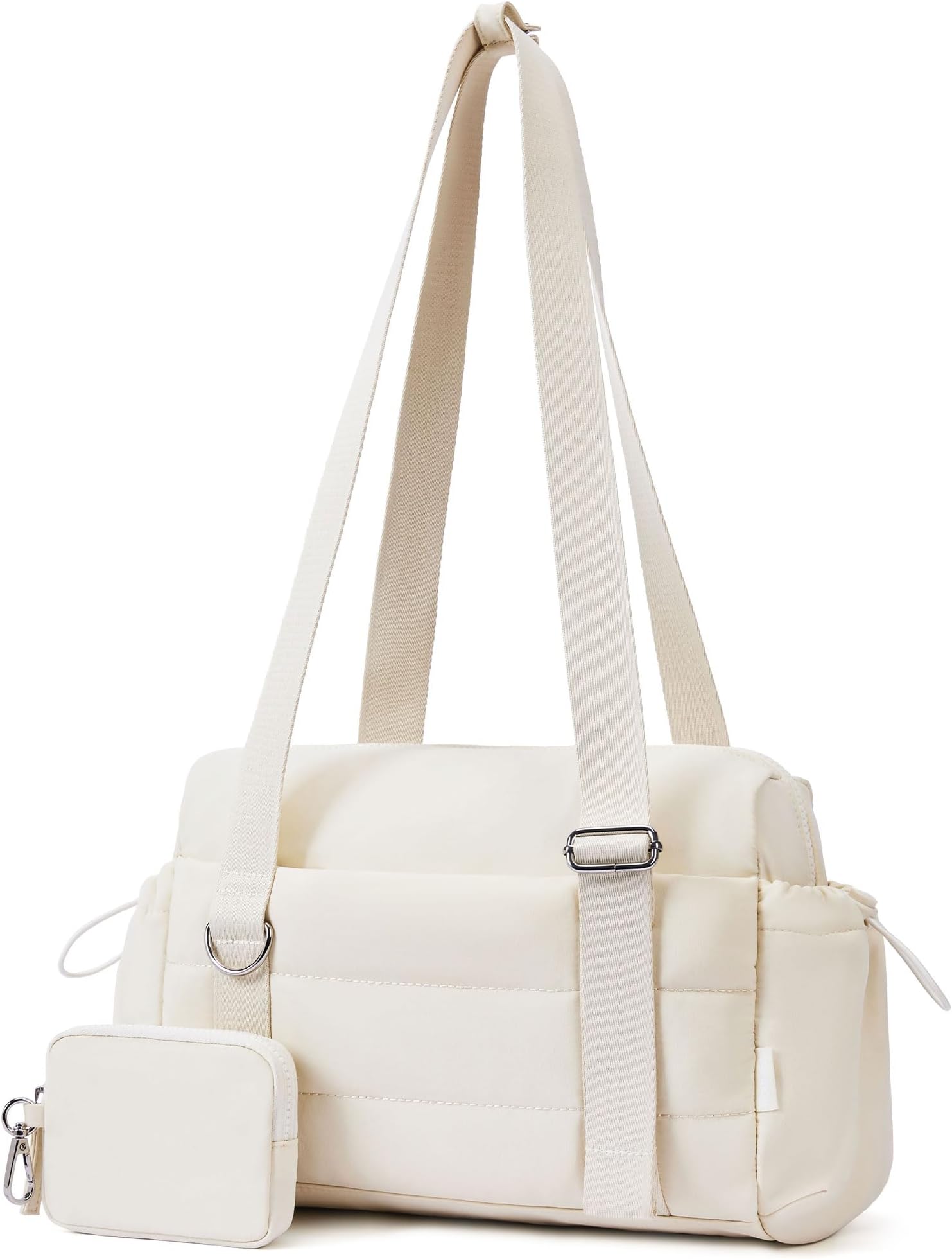 Small Gym Bag for Women 2 Set Mini Gym Duffle Bag with Wet Compartment and Coin Wallet, Gym Tote Bag for Workout/Sport/Travel, Beige, Small