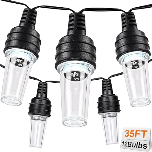 Miniatura 9 de Yinhua Guirnalda de luces LED de Navidad de 35 pies con proyector de copo de nieve, impermeable e inastillable, luces de proyección mejoradas para