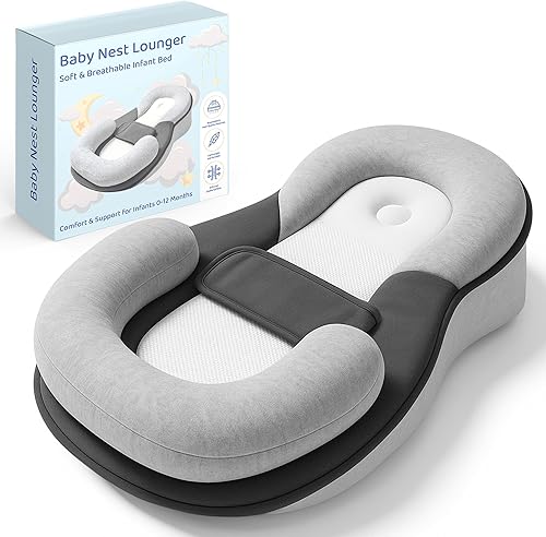 Almohada de lactancia y tumbona para bebés - Cojín para lactancia materna y alimentación con biberón  Almohada de tumbona para bebés