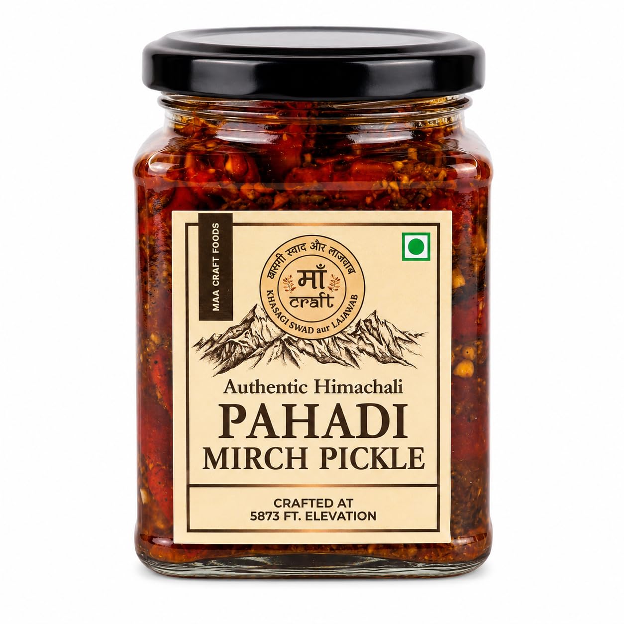 Maa Craft Pahadi Mirch Pickle | Hot & Sweet Himalayan Achaar | 300g | Traditional Himachali chilli pickle with a perfect hot & sweet taste. No artificial flavours. | 300g-image-1
