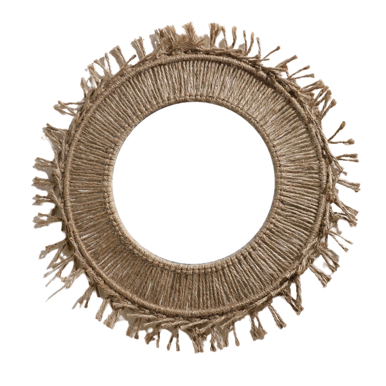 Tsophreniq Handwoven Cotton Rope Round Mirrored with Fringed Tassels Macrames Wall Hanging for Unique Interior Decoration Handwoven Decors