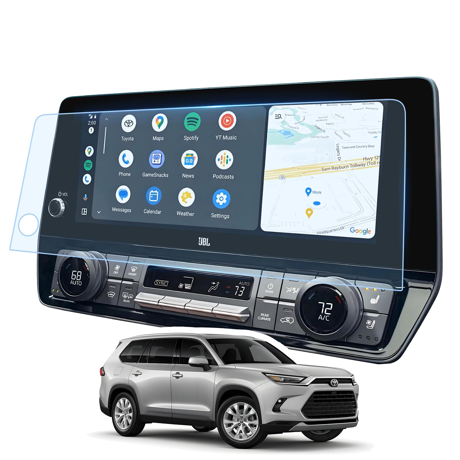 LANGBEAN Screen Protector for 2026 2025 2024 Toyota Grand Highlander XLE/Hybrid XLE/Limited, 12.3" HD Clear Tempered Glass Navigation Screen Saver