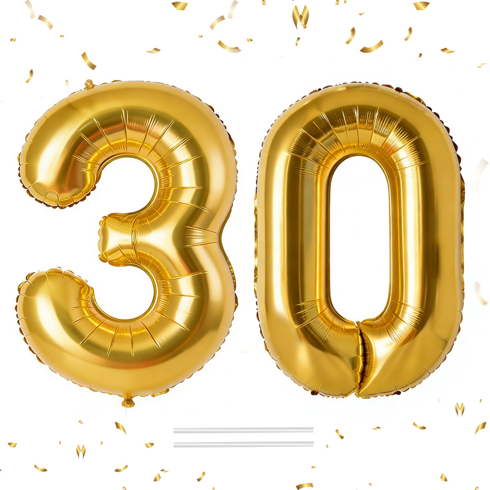 40 Zoll Gold Folienballon Zahl 30 Luftballons Set, Geburtstagsdeko für 30. Geburtstag, Große Zahlen Luftballons für Fotowand Dekoration Jubiläumsfeier 30 Jahre