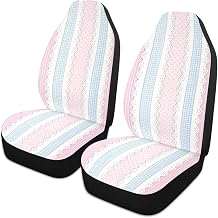 Blue and Pink Cute Lace Stripes Decorative seat Protector for Women Comfortable car seat Protector fundas para asientos de carros Set of 2