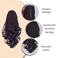 Vista 6 de Extensión de cola de caballo con clip de garra de 14 pulgadas de largo, lacio, natural, sueltas, extensiones de cola de caballo falsas, extensiones