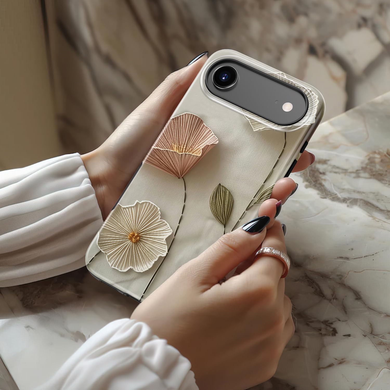 Goodon for iPhone 17 Air Case - Compatible with Magsafe - Dual-Layer Hard Shell & Silicone Cover - Protective Phone Case with Cute Wildflower Designs for Women - Ethereal Wire Florals - Image 2