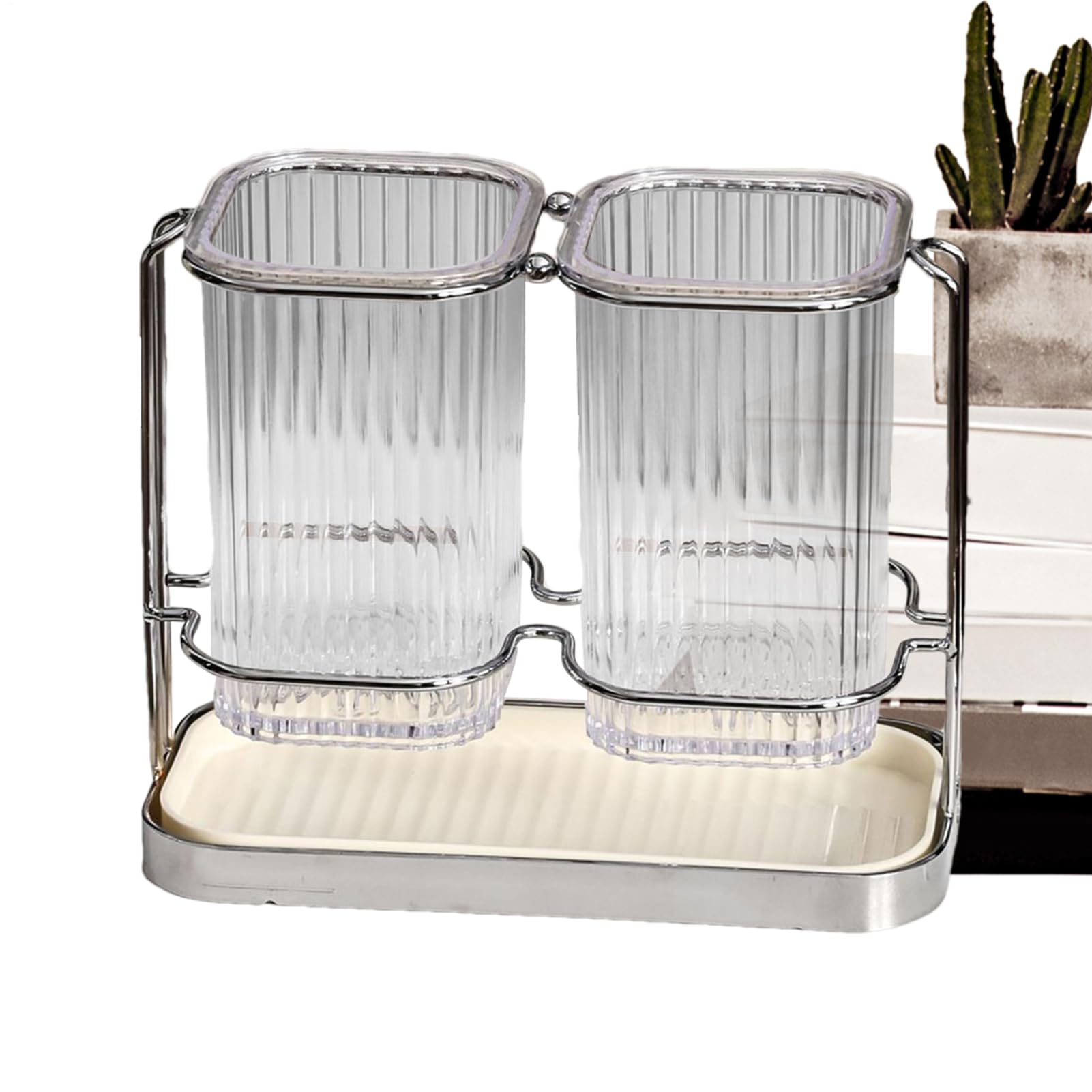 Porte-ustensiles de cuisine Teksome transparent et moderne pour comptoir