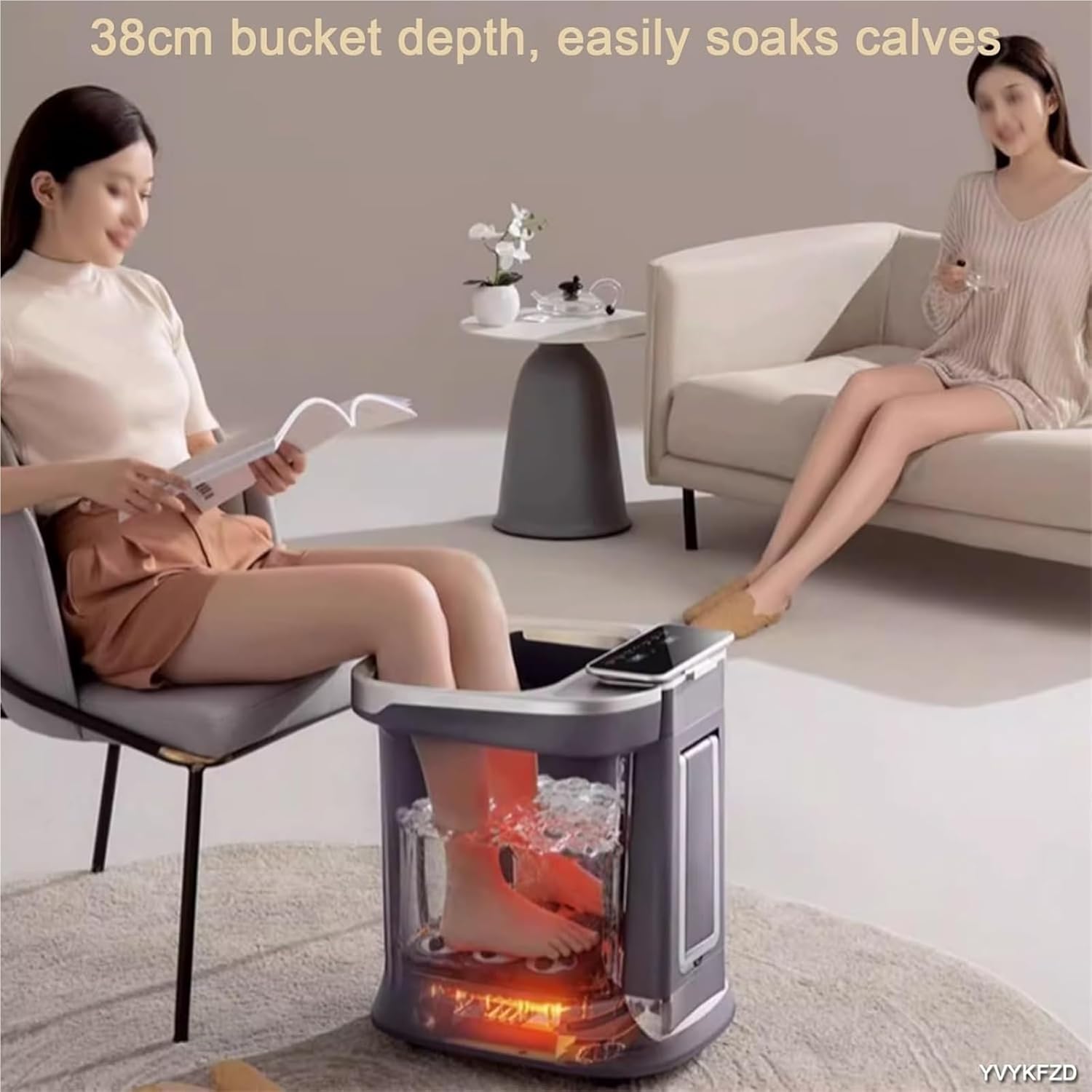 Foot Spa Bath Massager with Heat， Foot Soak Tub with Lid Removable Massage Rollers Heat Temperature Control