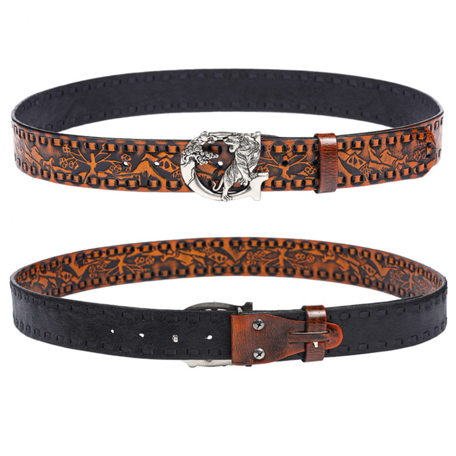 Gris, 105 cm/41,3 po, ceinture en cuir véritable pour homme, ceinture rétro avec boucle de tigre en relief, ceinture pour jeune homme