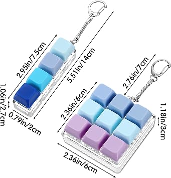 2 Pack Keyboard Fidget Toy, Fidget Keychain Click Keyboard with Keychain, Stress Relief Finger Clicker Gifts for Adults, Improve Focus & Ease Anxiety, Aesthetic Gradient