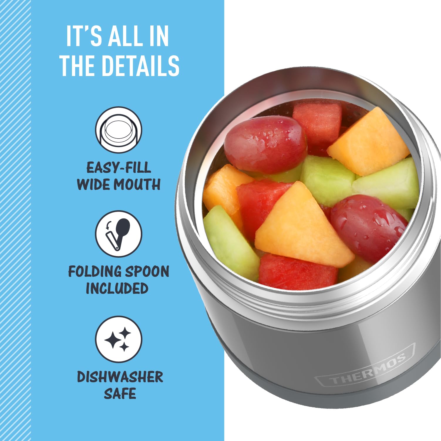 Thermos Funtainer - Tarro de comida de 10 onzas, color gris