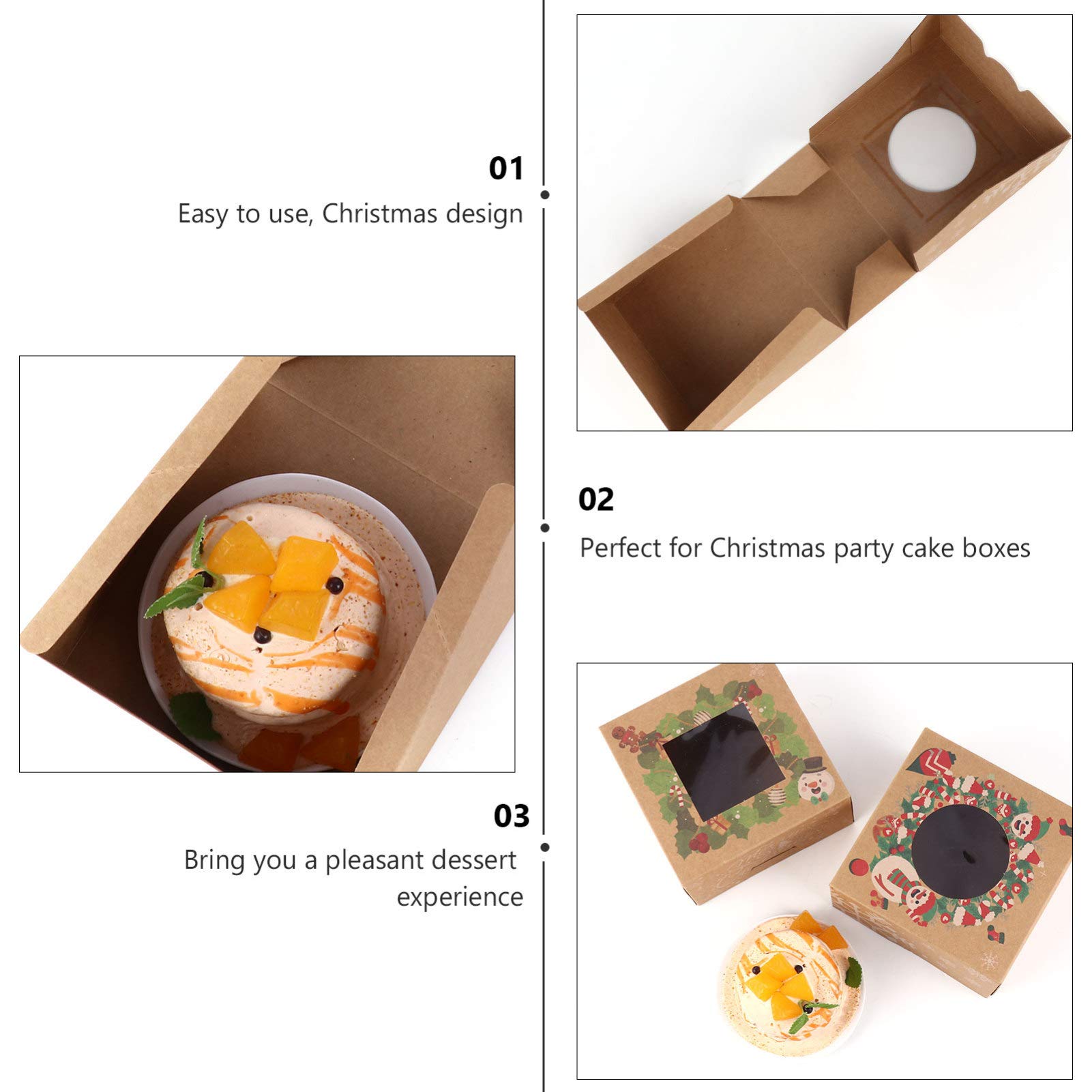 YARNOW 12 Pezzi Scatole per Dolci di Natale con Finestra Trasparente Facili da Usare per Occasioni Speciali e Pasticcerie Stili multipli