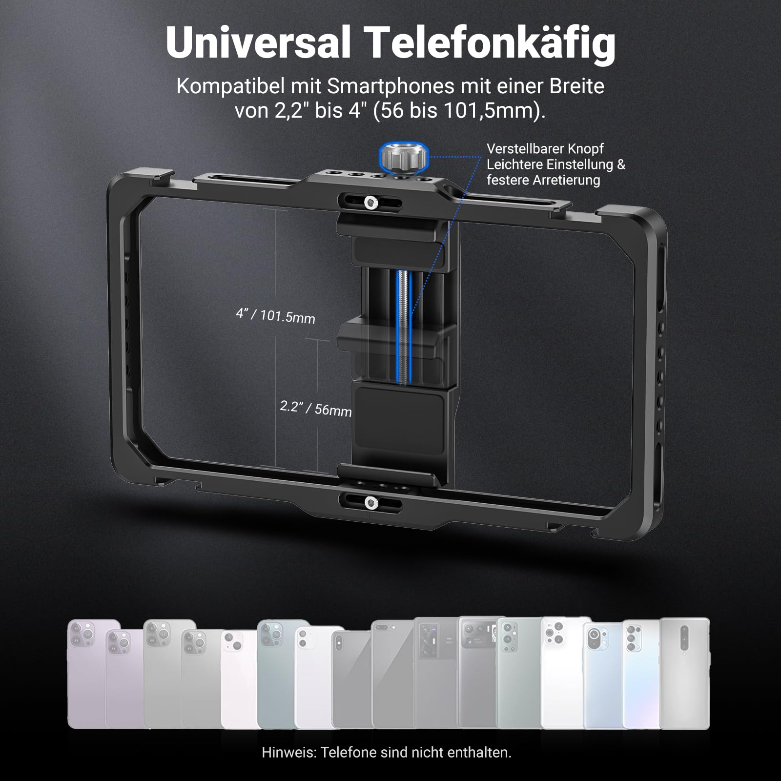 NEEWER Verbessertes Smartphone Rig Vlogging Kit, Videostabilisator, kabelloser Mikrofonclip Steckplatz für TikTok YouTube, kompatibel mit SmallRig iPhone 17 Pro Max 16 16e 15 Galaxy S25 Ultra, PA009