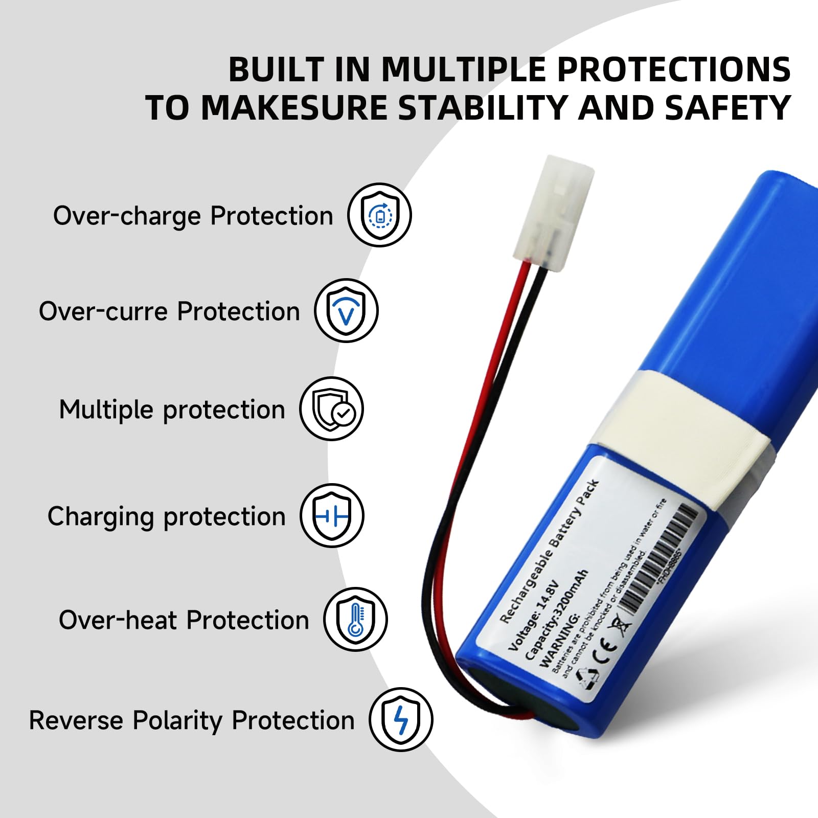 3200mAh Rechargeable Robot Aspirapolvere Batteria Compatibile con Qihoo 360 S6 360 S8 Rowenta X-Plorer Serie 75 X-Plorer Serie 75 S+ X-Plorer Serie 95 RR8567 RR8585 RR8587 Robot Vacuum Cleaner