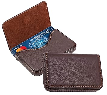 OFIXO Premium Metal (Brown Soft) Stylish Executive Credit/Debit/ATM/ID/Visiting Super Sleek, Sturdy || 6 Card Holder 9.5cm X 6.7cm X 1.3cm|| for Men's & Women's - image, photos