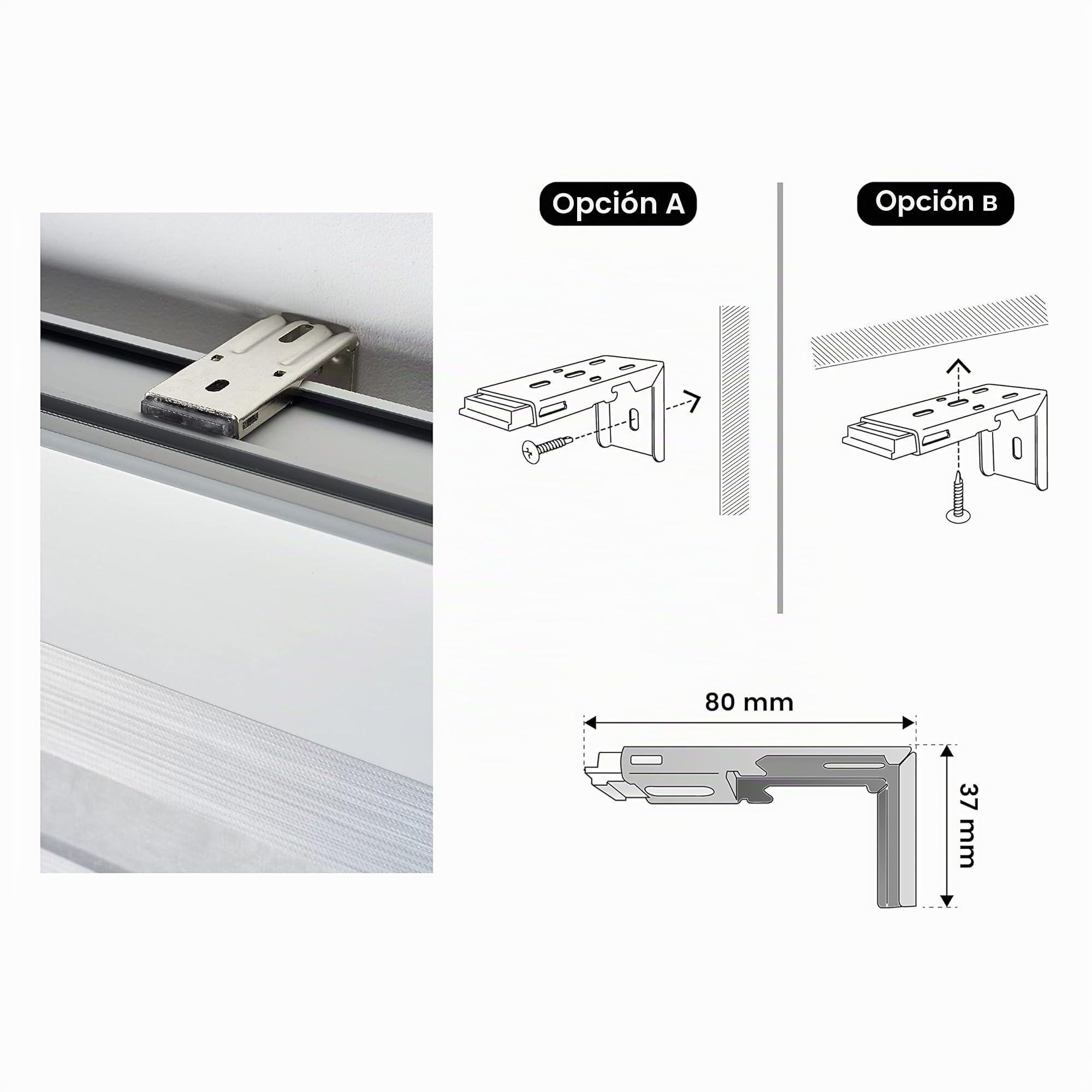 Estores Noche y Día Premium Alta Gama Fácil instalación 200x250 cm Blanco | Estor con galería cuadrada y cadeneta en aluminio de Máxima Calidad para ventanas. El ancho de la tela mide 198 cm StoresDeco