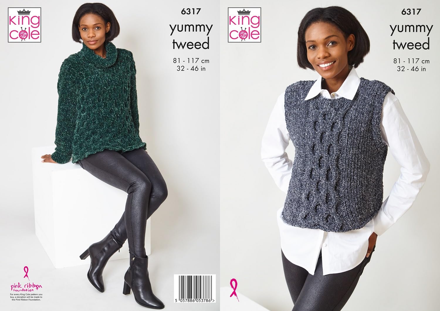 King Cole Womens Knitting Pattern Soft Cable Tweed Sweater & Tank Top (6317)