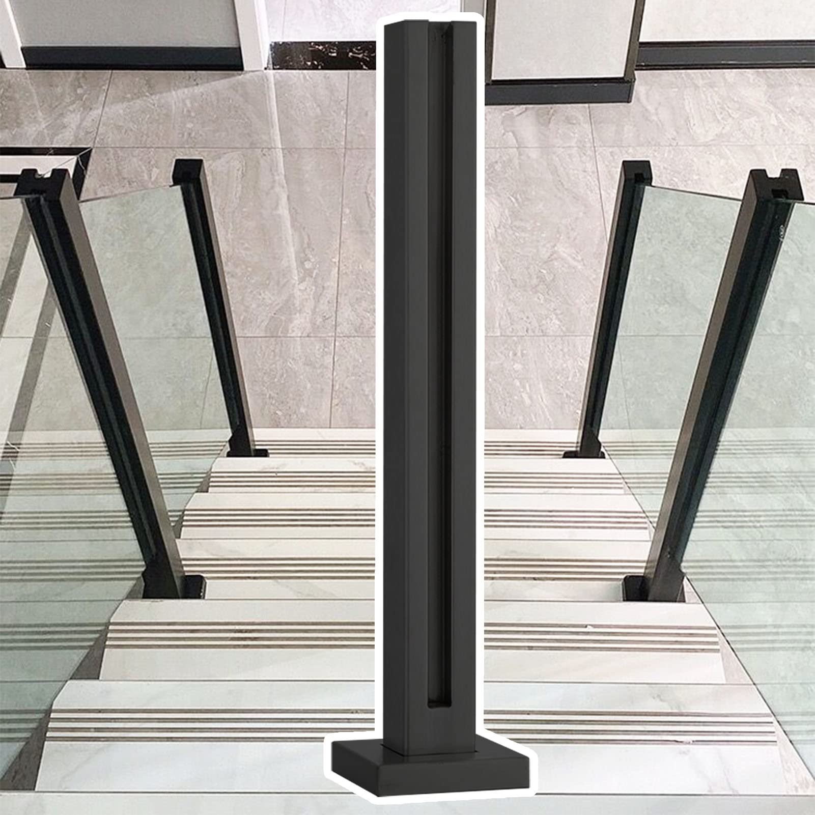 Garde-corps en verre sécurisé et poteau acier noir pour protéger vos escaliers