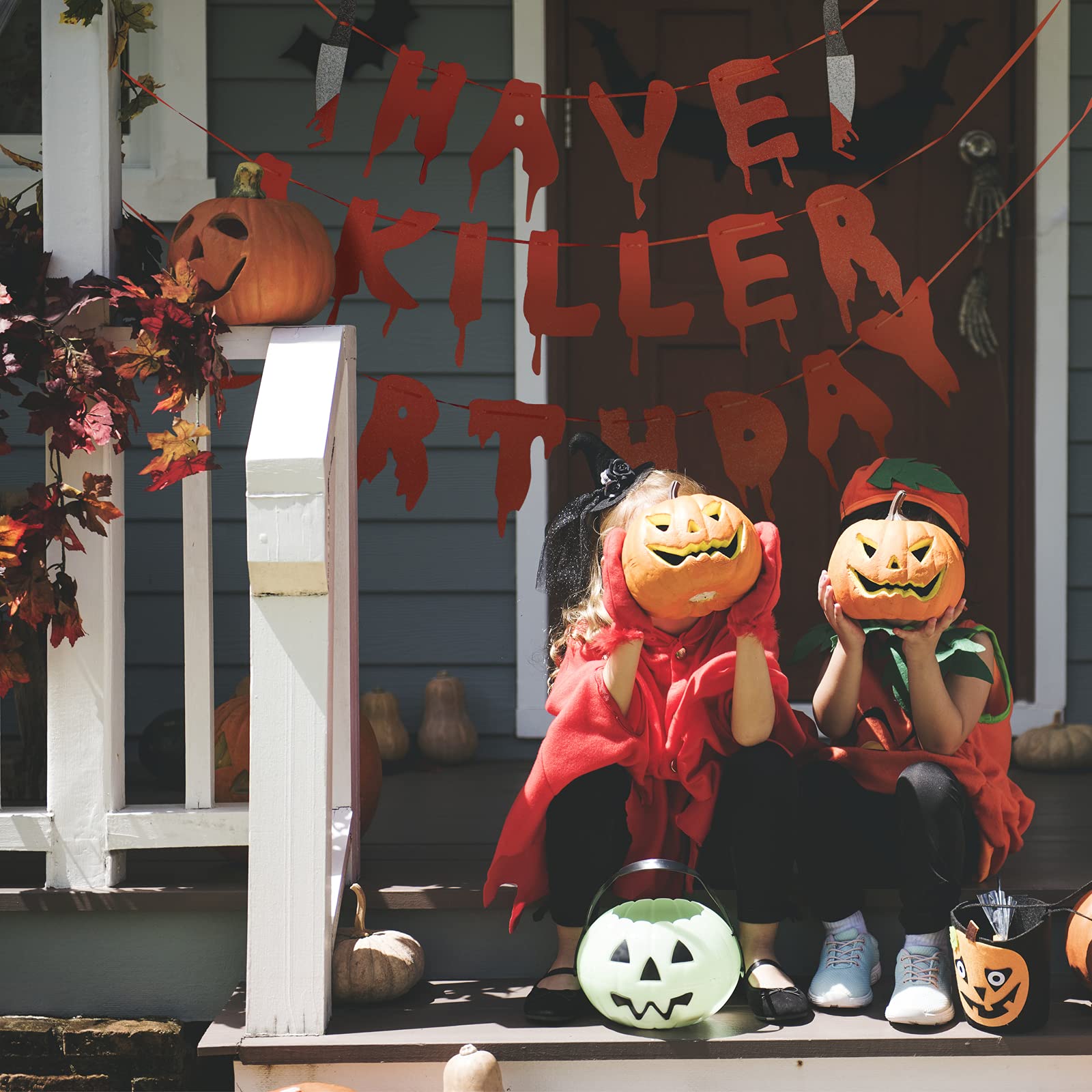 Light Up Halloween Birthday Banner - Glitter 'Have A Killer Birthday' Gothic Party Decor