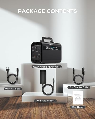 Miniatura 7 de STORCUBE Estación de energía portátil de 1000 W, generador solar de 896 Wh con 3 salidas de CA de onda sinusoidal pura, carga rápida PD de 100 W,