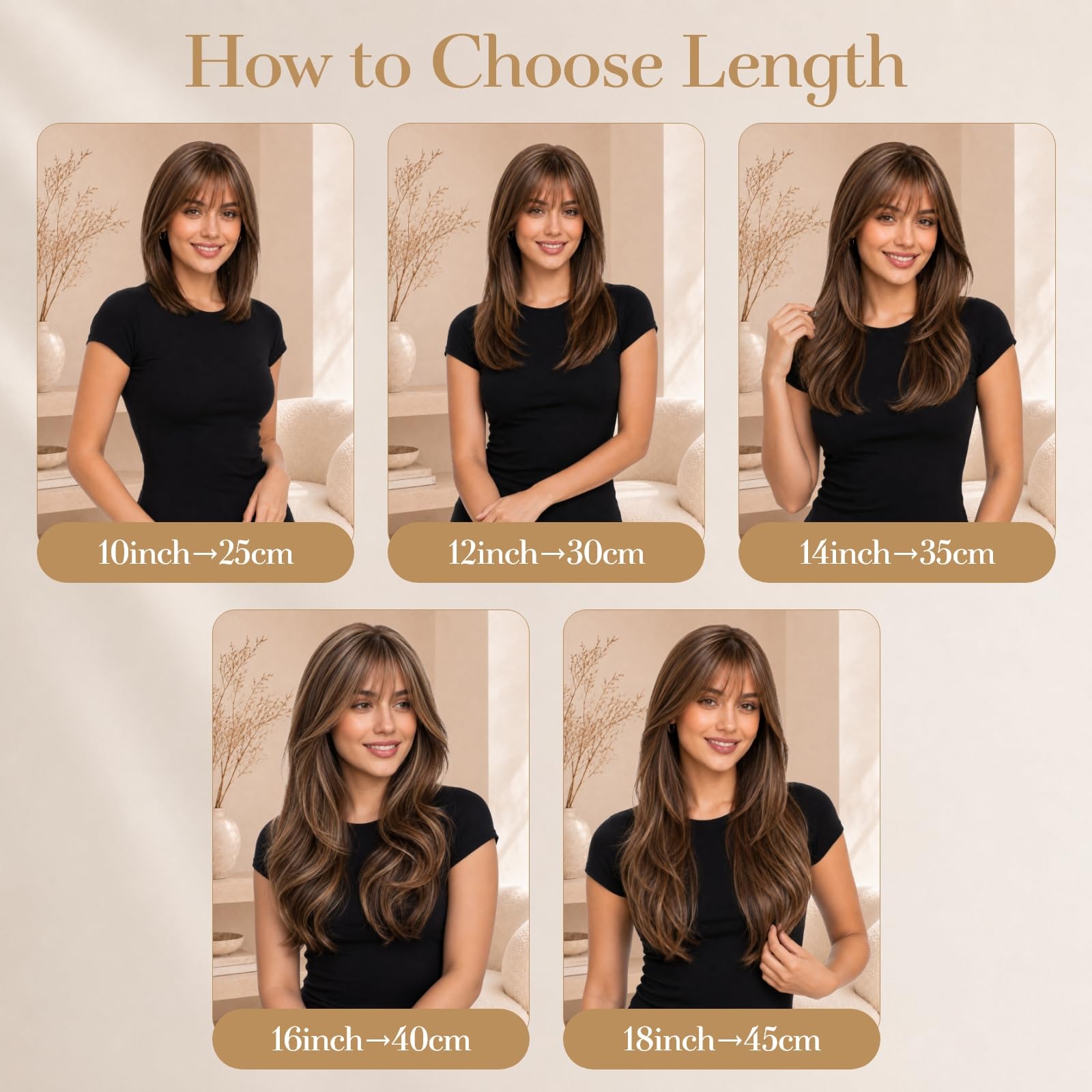 Rich Choices Pony Haarteile Echthaar für Damen Remy Human Hair Topper Echthaar 360°3D‑Abdeckung Haartopper Natürlicher Haarwirbel Oberkopf Clip in Haarteile mit Pony 25cm #2 Dunkelbraun