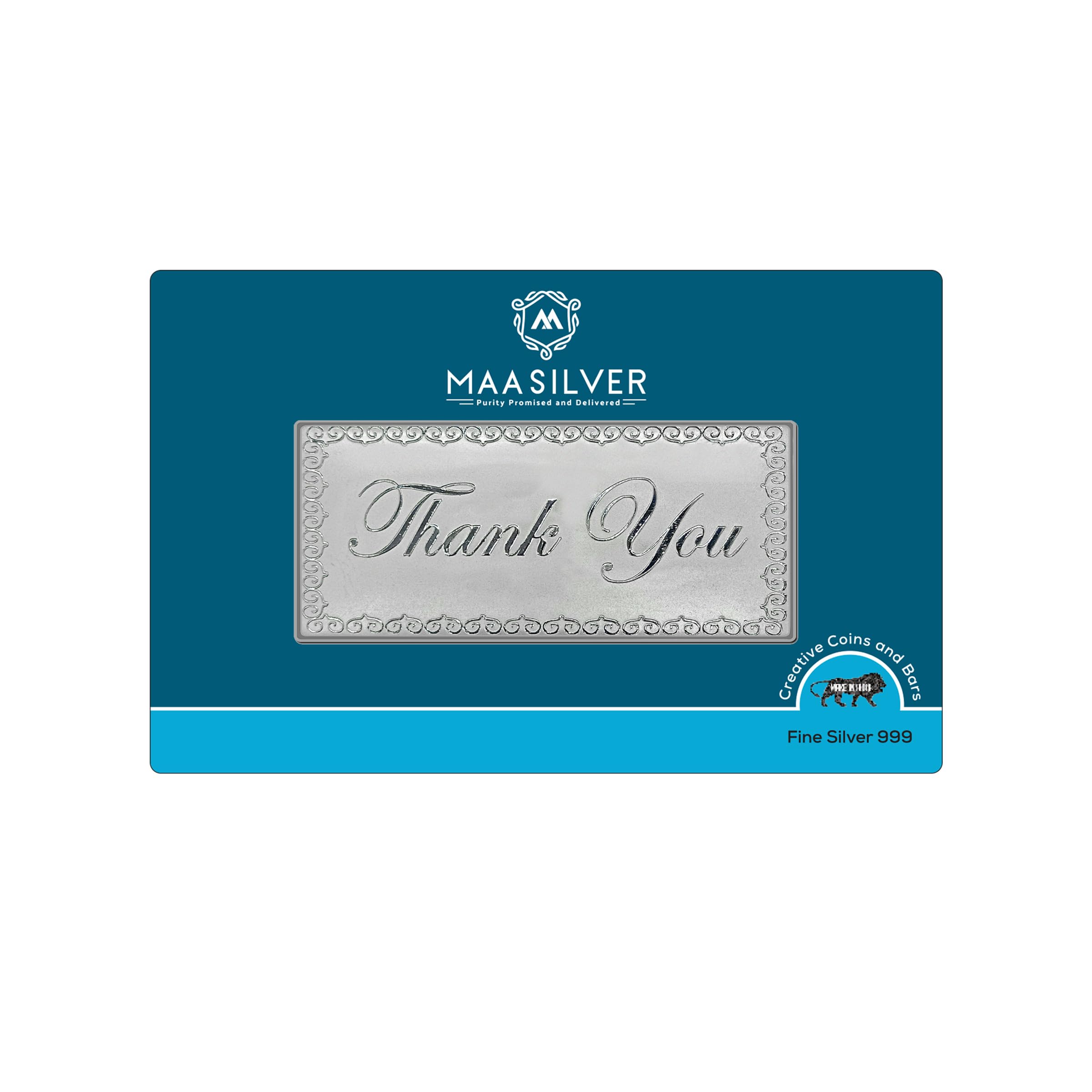 Pure Silver Thank You BIS Hallmarked Bar Perfect for Gifting (999 Purity)