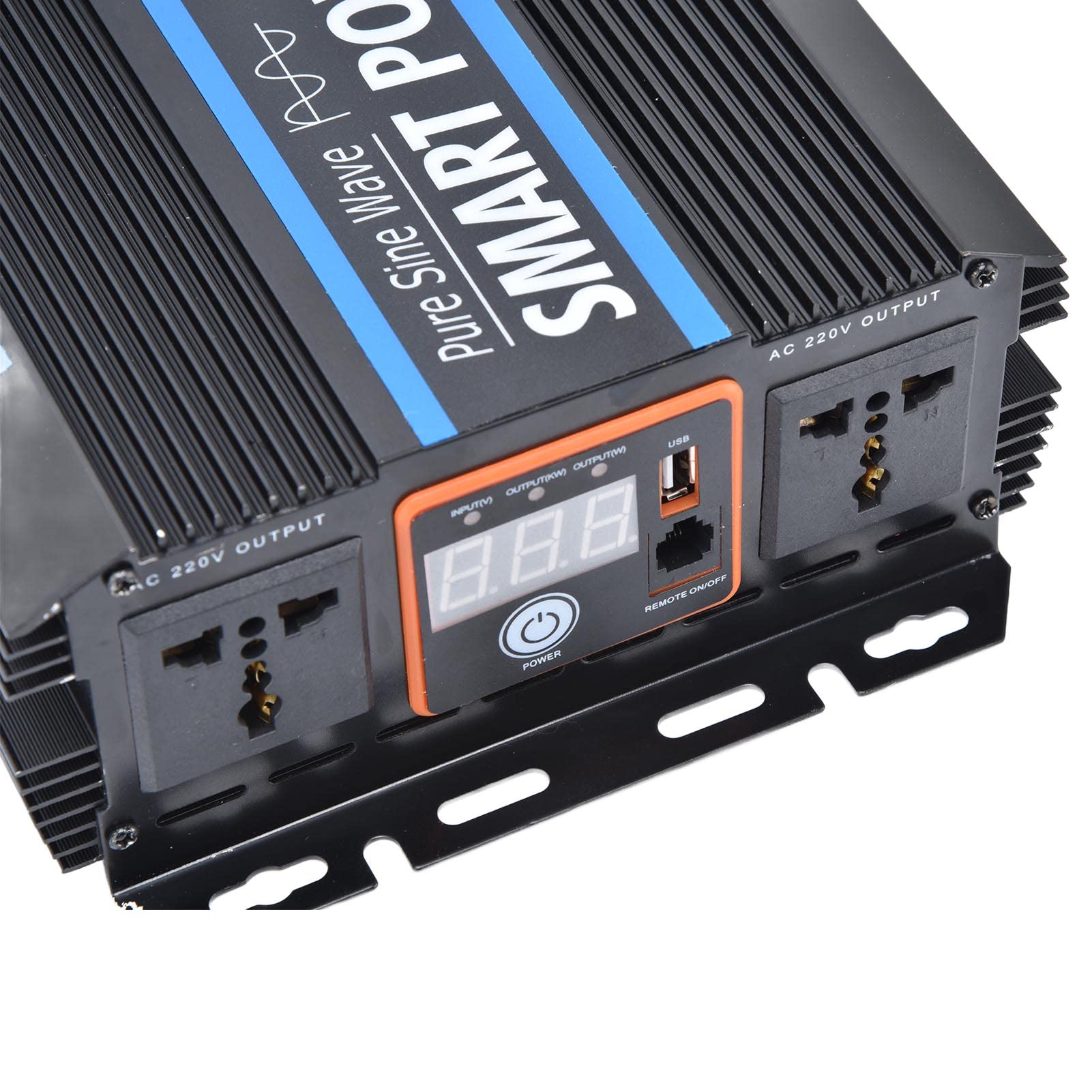Ejoyous Przetwornica Mocy Przetwornica Czystej Fali Sinusoidalnej Stop Aluminium DC 12 V na AC 220 V 12000 W Szczytowy Wyświetlacz Cyfrowy Podwójne Gniazda AC Zdalny Przełącznik USB do Użytku W
