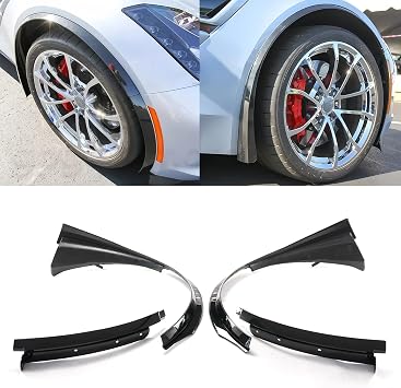 Compatible with for Chevrolet Corvette C7 2014-2019 Front Wheel Compelete Fender Flare Arch Extension Guard Pair Glossy Black