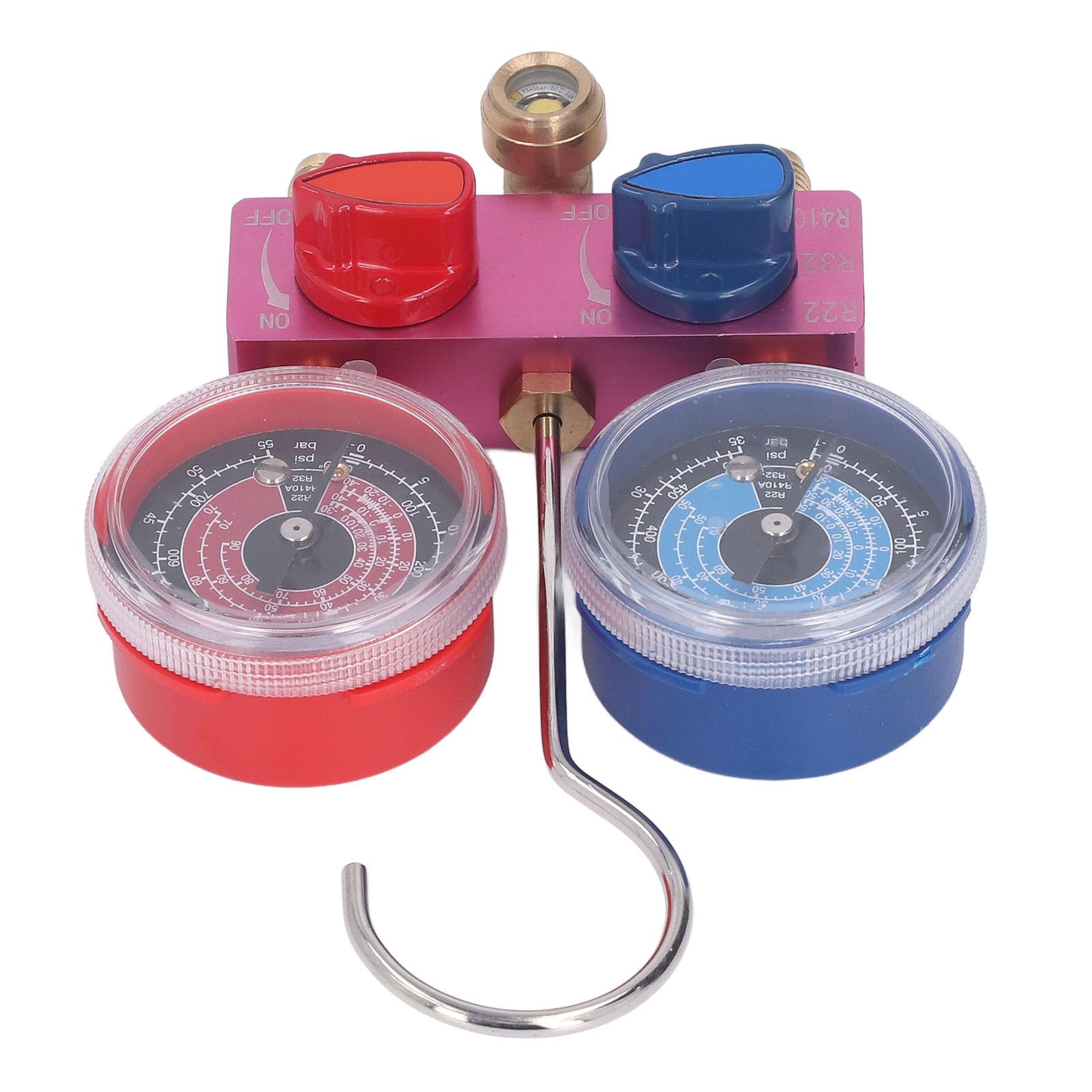 Manometerrohr-Set, Gute Dichtung, Kältemittel-Manometer-Set, Kugelventil, Vergrößertes Fenster für R22, R32, R410A