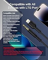 Vista 7 de Cable auxiliar para iPhone, cable de audio Lightning de 3.5mm con espiral, cable auxiliar macho certificado MFi de Apple para iPhone 14 Pro Max 13