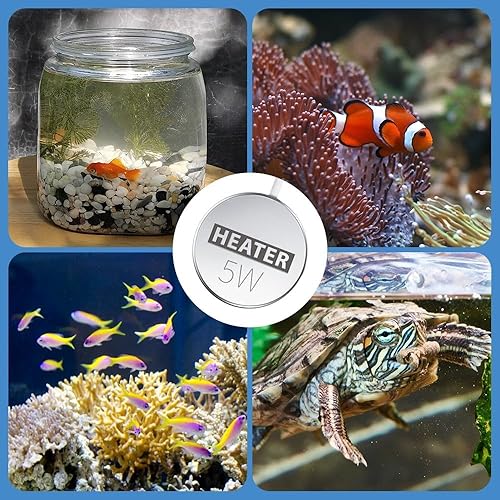 Miniatura 9 de DONGKER Calentador de pecera, calentador de acuario de 5 W10 W con termostato automático y protección contra sobretemperatura para acuario de pecera