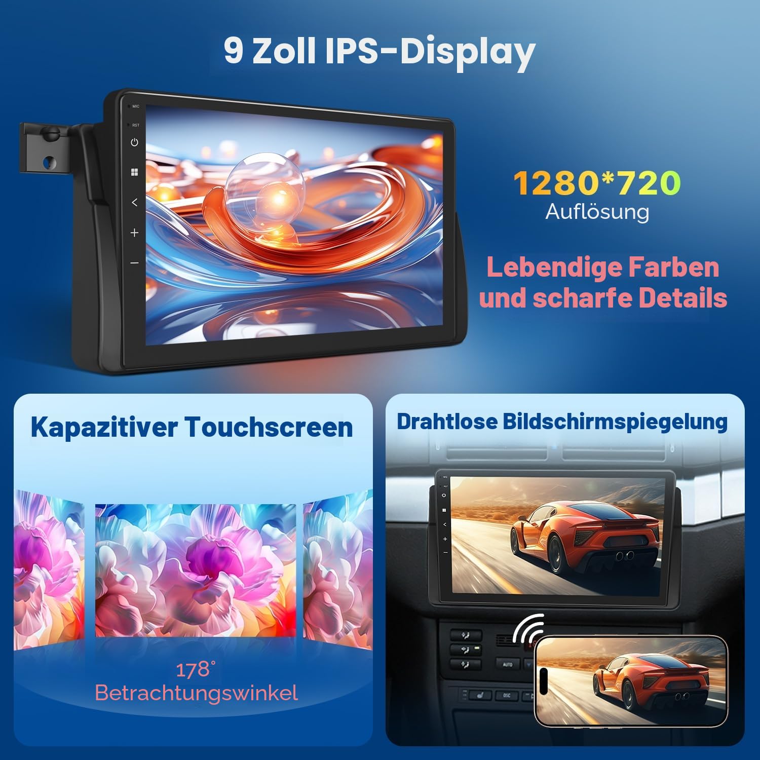 Eonon Autoradio kompatibel mit BMW E46 1998-2006, Android 14 CarPlay, Android Auto, MirrorLink, 3+32 GB GPS, Bluetooth, USB-RCA-Ausgang, unterstützt Rückfahrkamera Online-Update E46X7
