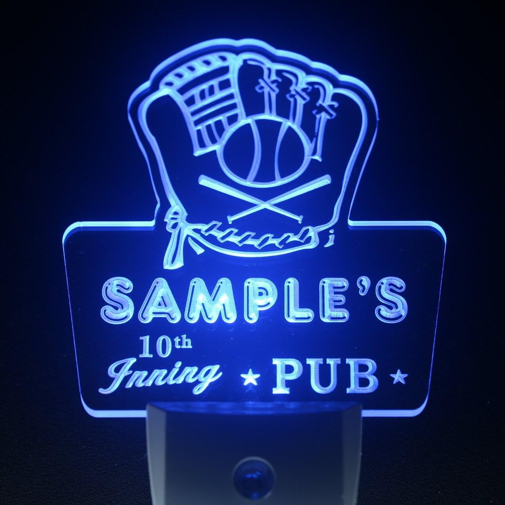 ADVPRO wspo-tm Name Personalized Custom Baseball Inning Bar Beer Day/Night Sensor LED Sign