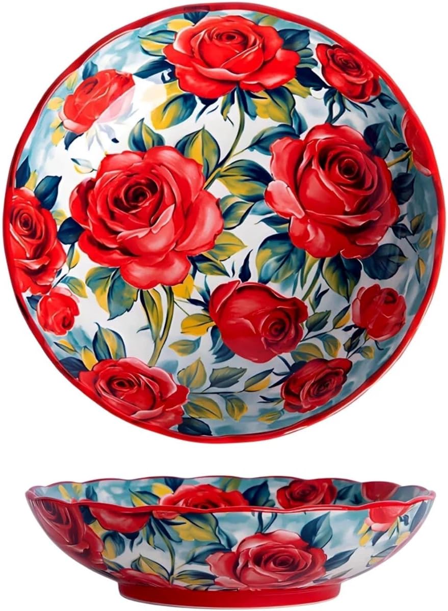 Hand-Painted Ceramic Dinner Plates with Lifelike Sunflower Pattern, 8.66 Inch Ceramic Kitchen Plates, Microwave & Dishwasher Safe, for Salad, Dessert, Fruits, Snacks & Appetizers. 1 Pack