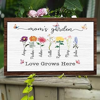 Personalized Mom's Garden Frame Sign With Grandchildren Names and Birth Flower For Mother's Day Gift, Grandma Gifts, Personalized Mother's Day Gift, Custom Grandmas Garden Sign (Style 14)
