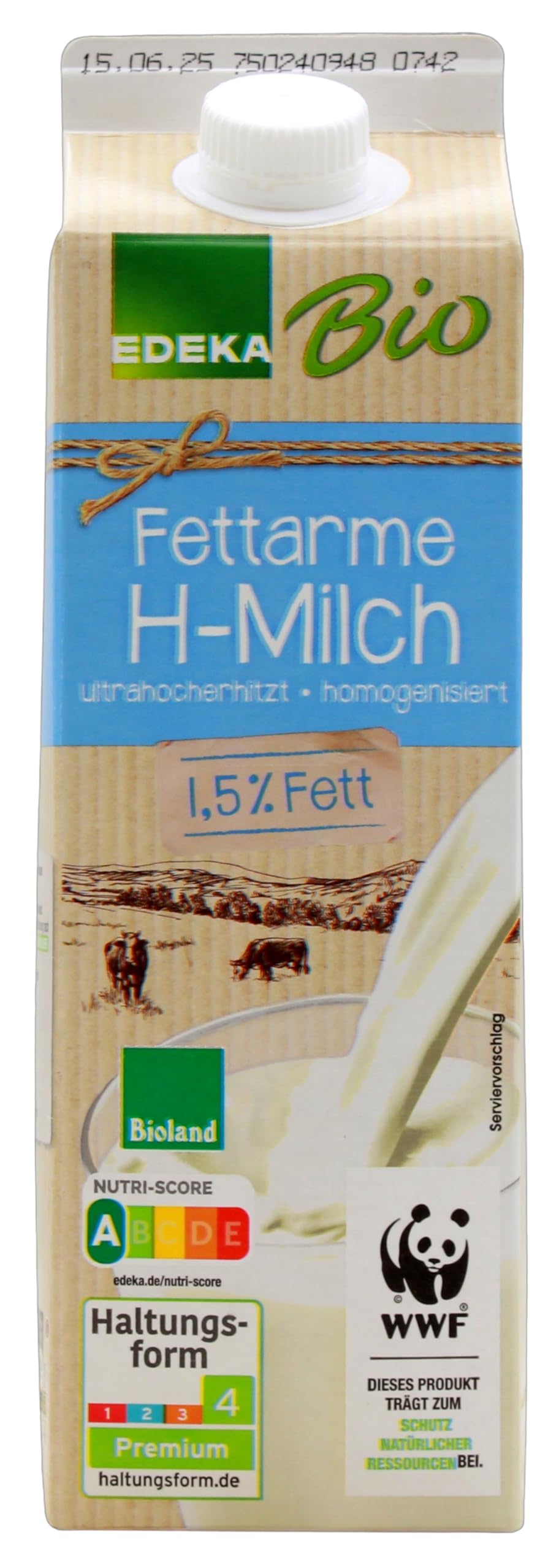 Edeka Bio fettarme H-Milch 1,5% Fett, 10er Pack (10 x 1 l)