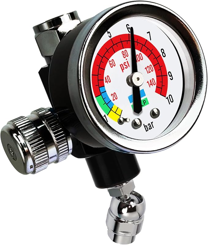 LE LEMATEC Air Pressure Regulator with Gauge for HVLP Paint Spray Guns