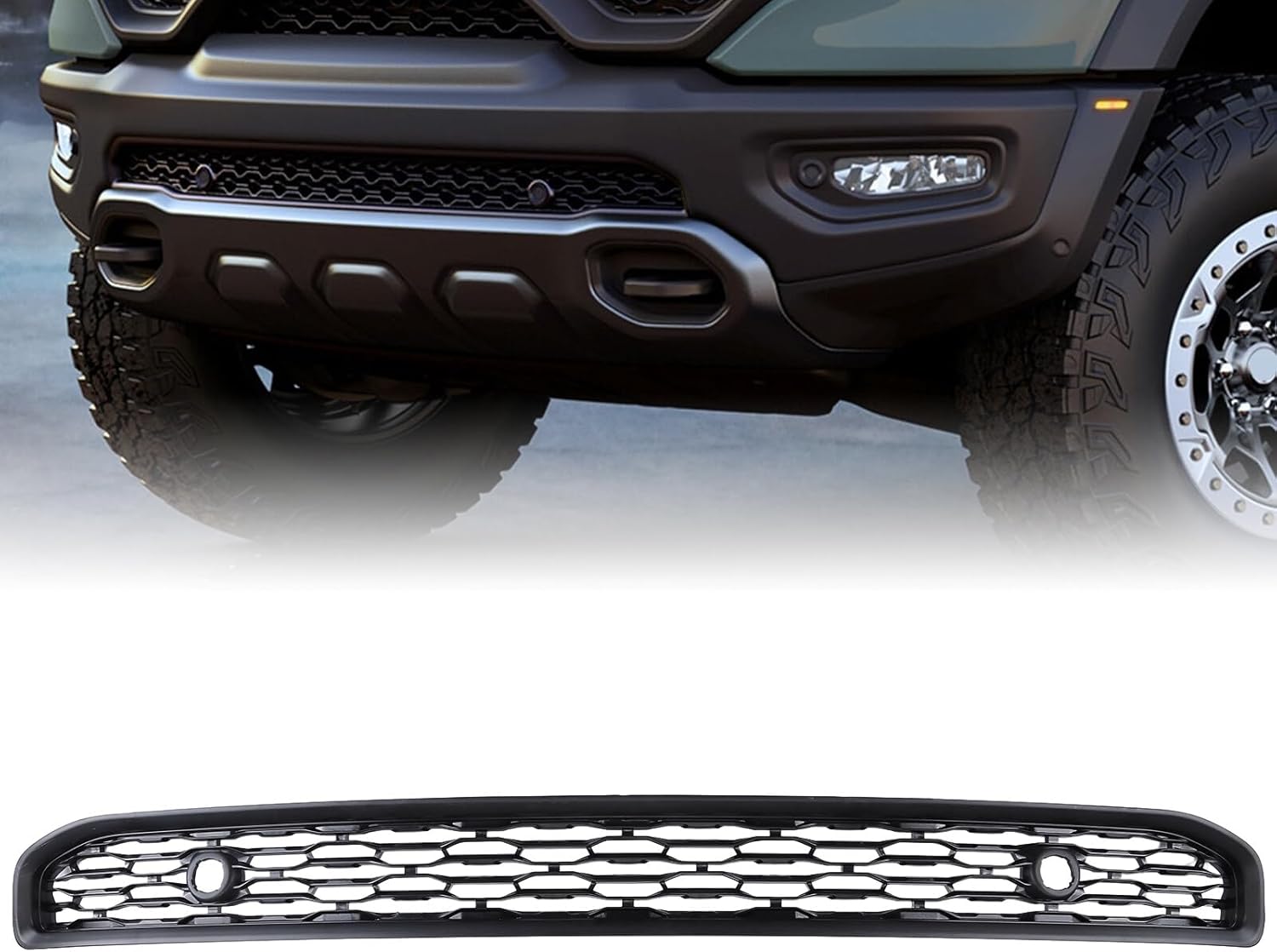 Front Bumper Lower Grille 68334531AD Compatible with 2019 2020 2021 Dod-ge Ram 1500 DT New Body Style Front Bumper Lower Grille Trim Panel Automotive Grilles Car Accessory