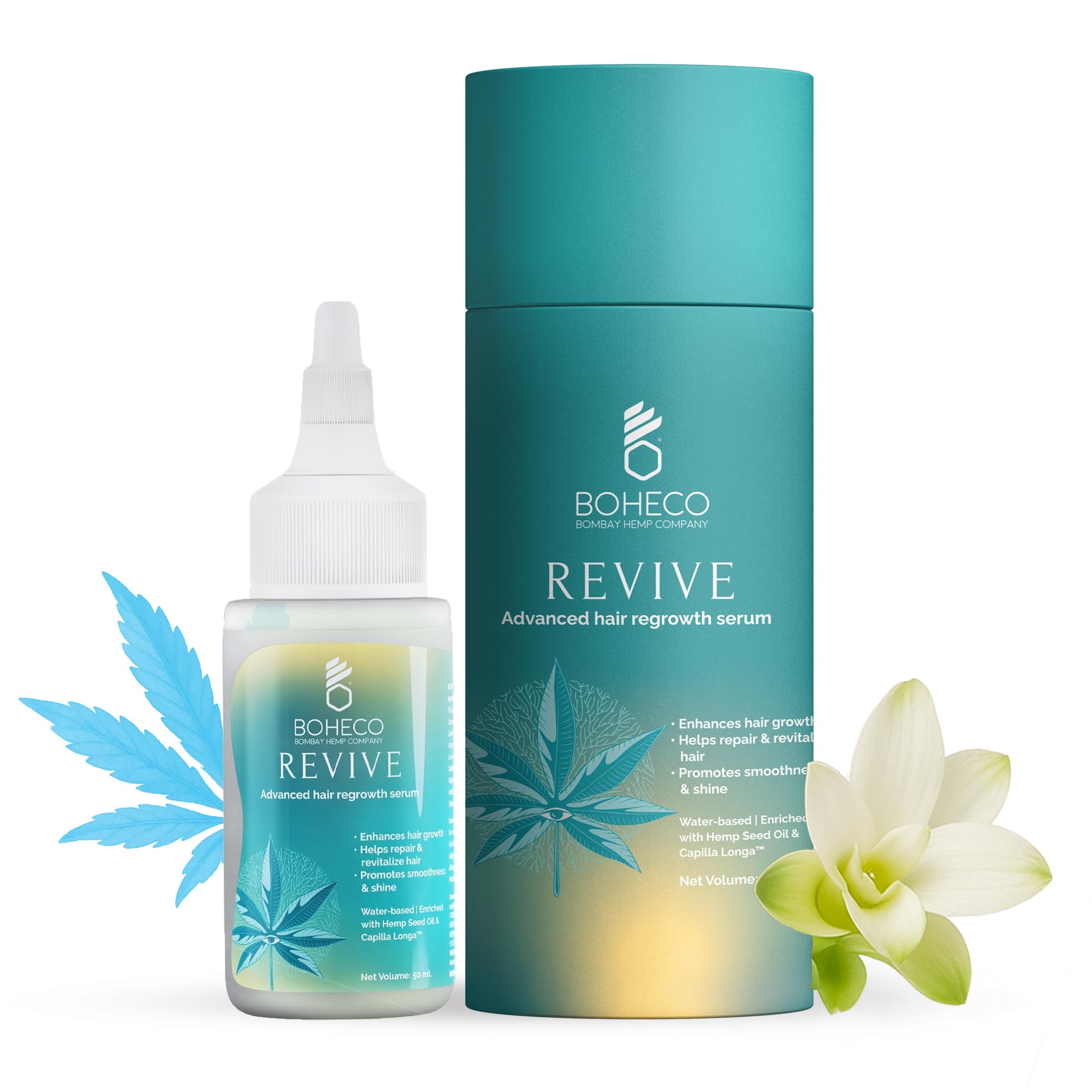 BOHECO Revive Advance Hair Regrowth Serum, Enhances Hair Density, Strength & Elasticity, With Cold-Pressed Hemp Seed Oil, Peptides & Clinically Proven Capilia Longa, Water-based, For Men & Women, 50ml-image-20