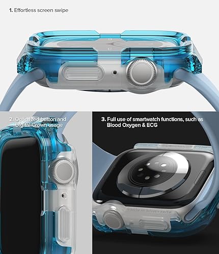 Miniatura 5 de Ringke Fusion Bumper compatible con Apple Watch, Apple Watch Series 9, 8, 7 (1.772 pulgadas) y Apple Watch SE, 6, 5, 4 (1.732 pulgadas) de doble