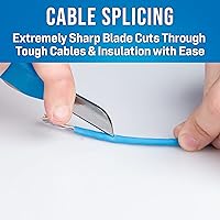 Vista 2 de Jonard KN-7 Cuchillo Ergonómico para Empalme de Cables con Mango de Goma Termoplástica, Azul, 6-14" de Longitud