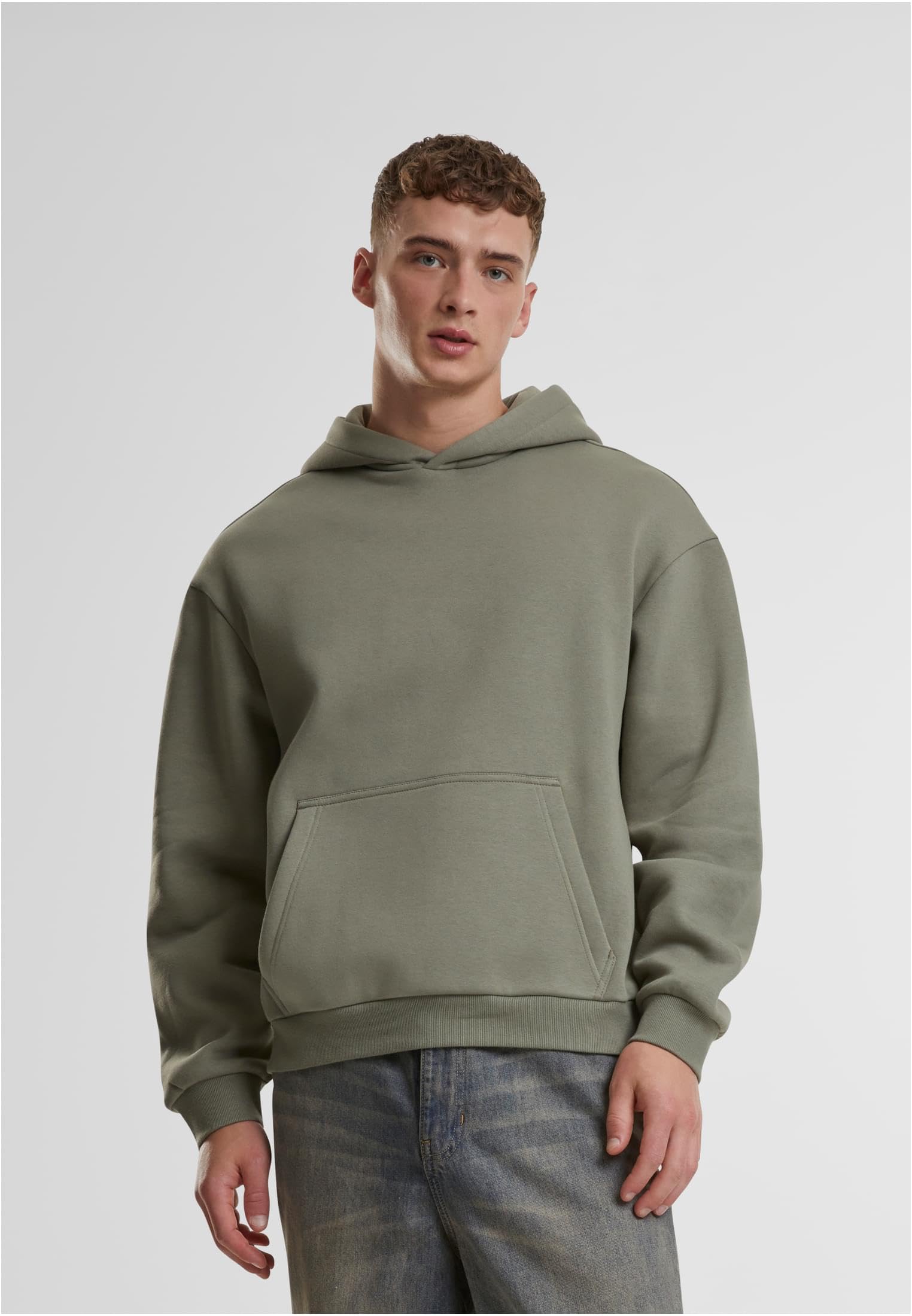 Urban Classics Męska bluza z kapturem Fluffy Hoody, luźna bluza z kapturem dla mężczyzn, oversize fit, rozmiary S-5XL, Paleolive, 4XL