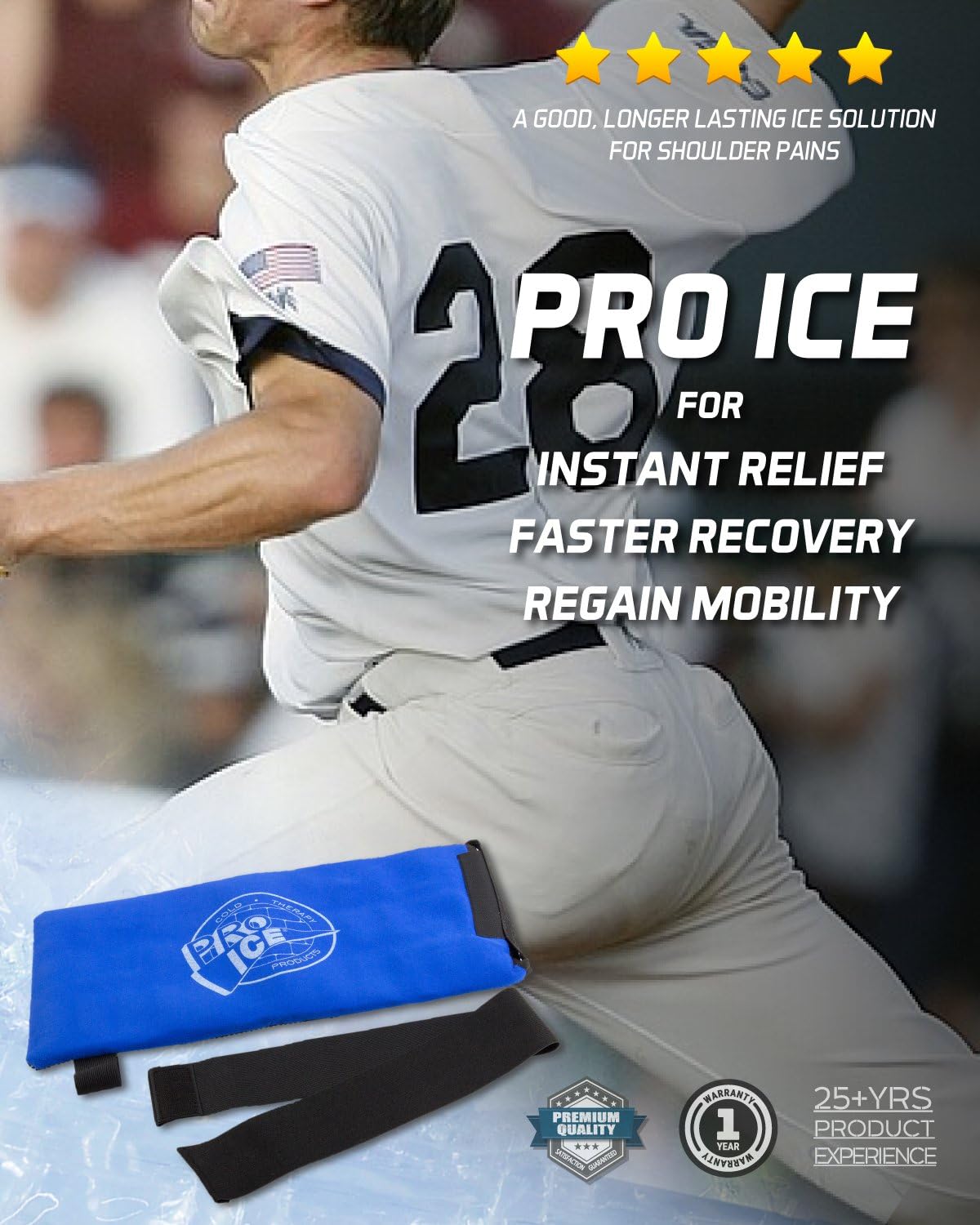 Pro Ice X-Large Shoulder Ice Pack - Reusable Ice Pack for Therapy Wrapping & Compression Sleeve for Shoulder Injuries & Rotator Cuff - PI 260