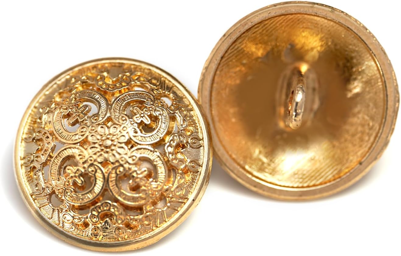 20 pcs Vintage Hollow Embossed Metal Shank Sewing Buttons image 5
