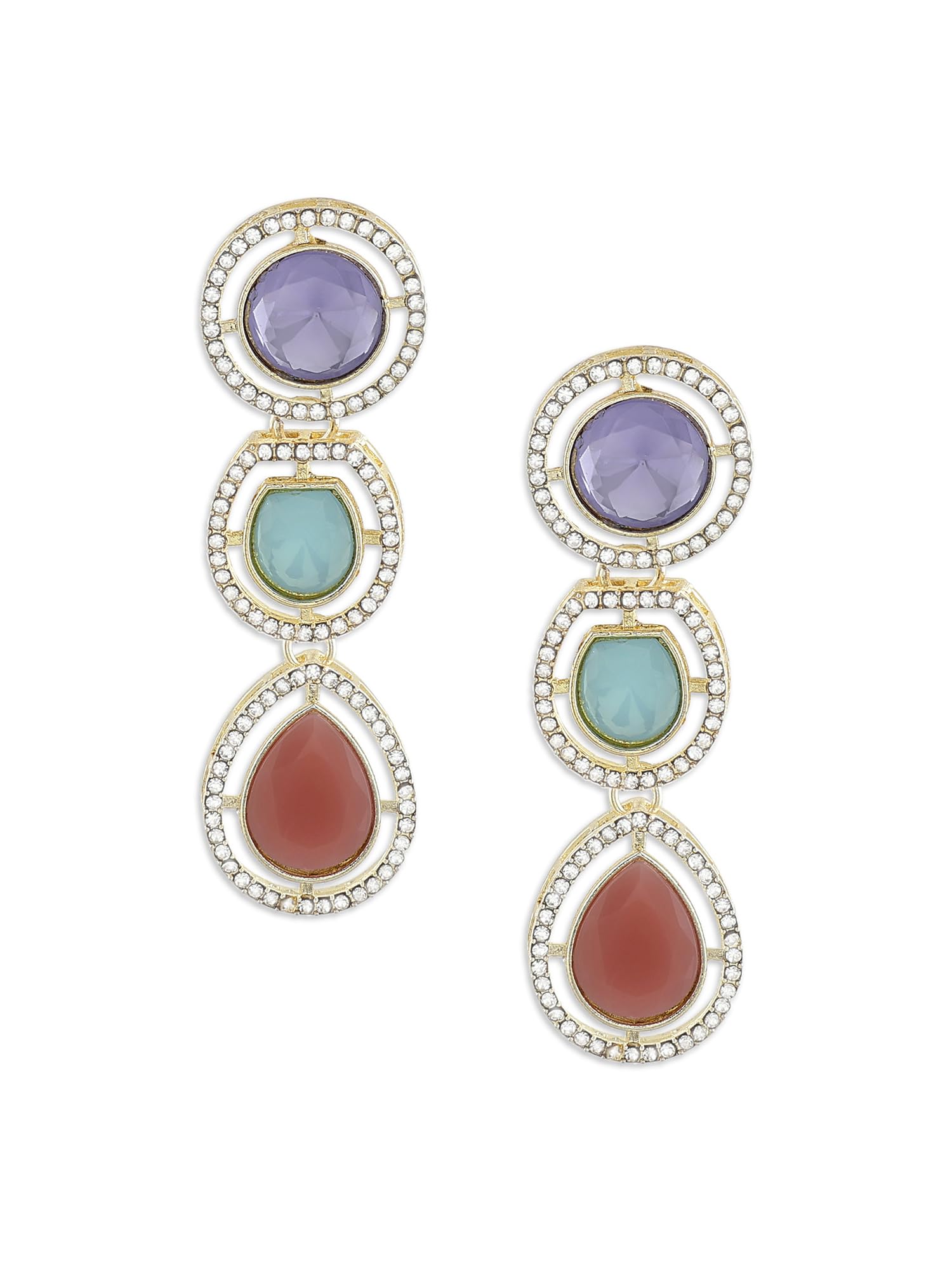 Zaveri Pearls Multi For Women-Colour Artificial Stones & Austrian Diamonds Dangle Earring For Women-ZPFK16887 (B0CM9LYW5H) Amazon Price History, Amazon Price Tracker