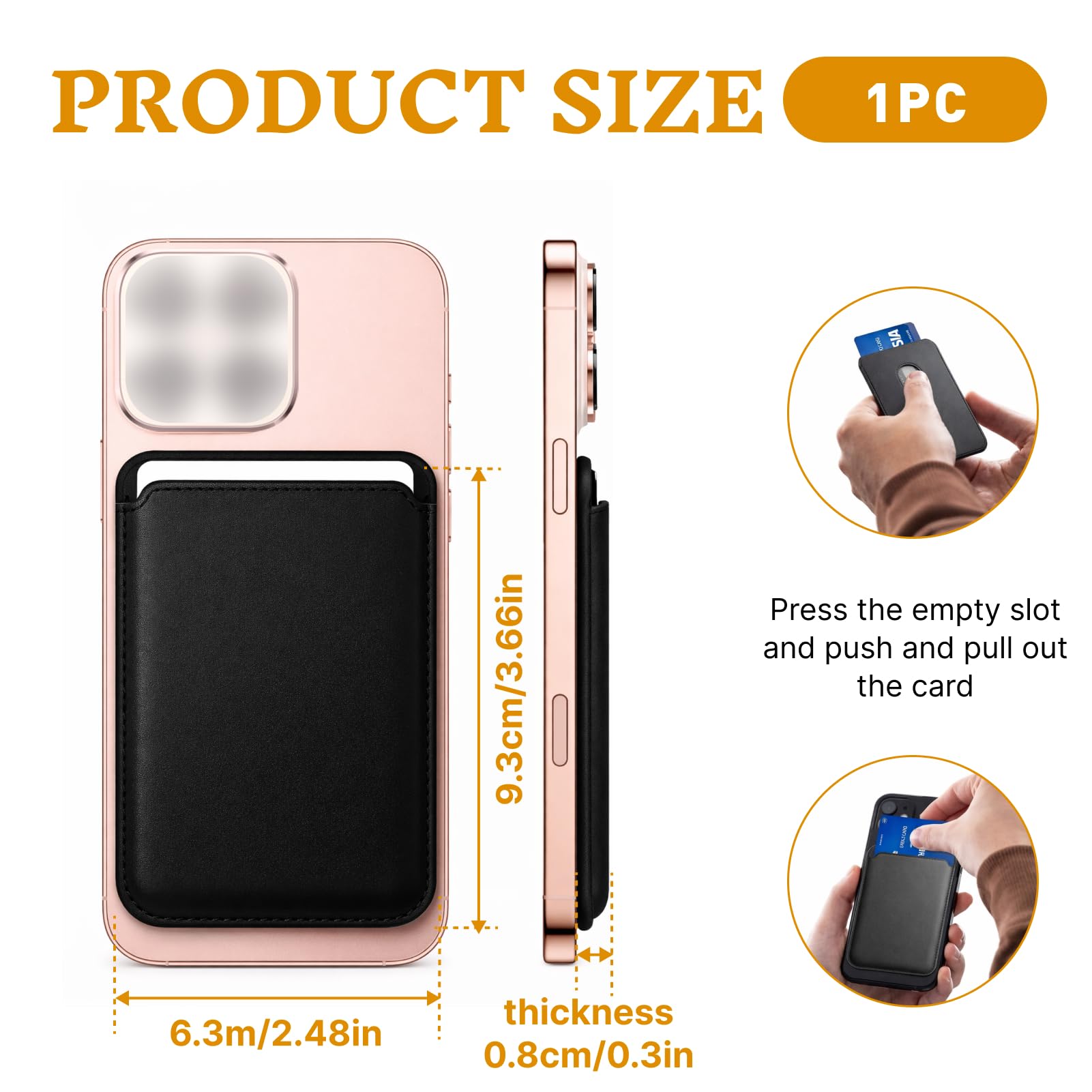 Porte Carte Magnétique Aimants Puissants Compatible iPhone 17/17e/Air/16/15/14/13/12 pour 2-3 Cartes