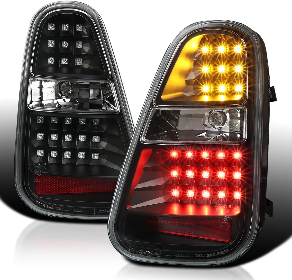 SPEC-D TUNING Black LED Tail Lights Compatible with 2005-2006 Mini Cooper S, Left + Right Pair Assembly