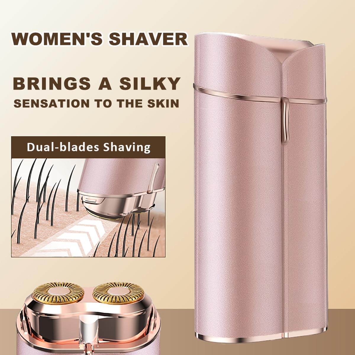 Facial Hair Removal for Women, Portable Painless Lady Shaver with Built-in LED, Wet/Dry Electric Razor Hair Remover Device for Face/Lips/Peach/Fuzz - Image 2