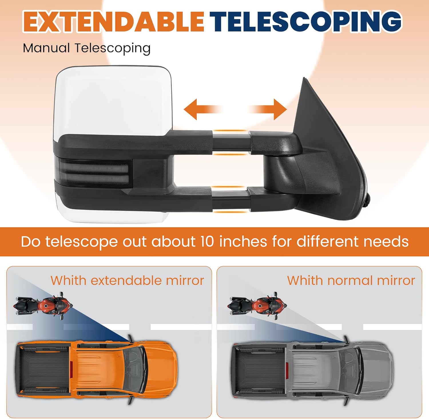 Power Heated Towing Mirrors Compatible for 2014-2019 Chevy Silverado 1500 2500 3500 HD/GMC Sierra w/Sequential Turn Light Clearance Lamp,White Running Light (Set of 2)