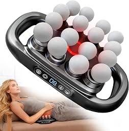 16-Head Massage Gun Deep Tissue Massager, Portable Back Massager with 3 Modes & 30 Intensities, 16-Head Wide Coverage, 32800rpm/min, 50kg Deep Pressure, for Neck, Back, Shoulders, Legs (Upgraded)